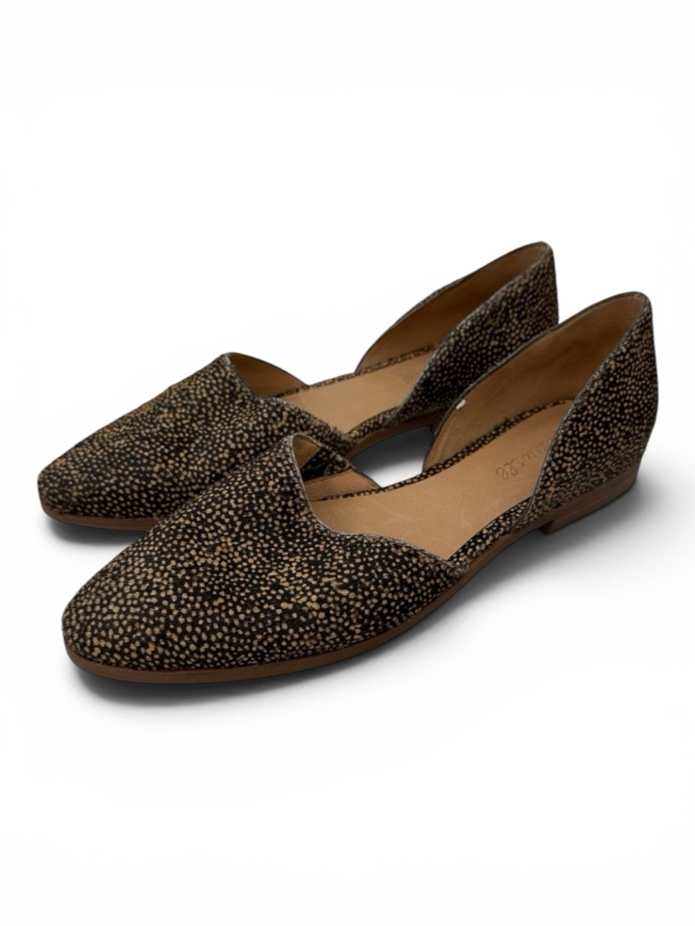 Madewell Spotted Calf Hair D’Orsay Flats Sz 9 Pointed Toe Animal Print Leather